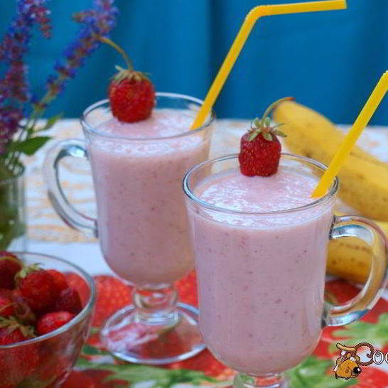 Рецепт клубнично-бананового коктейль