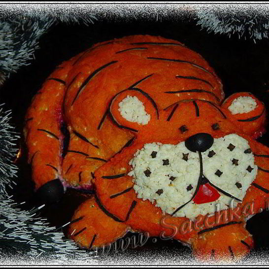 Рецепт новогоднего салата тигренок