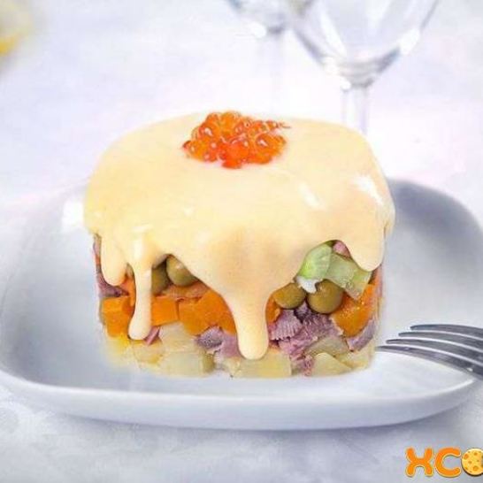 Рецепт оливье с языком