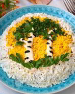 Салат Березка с куриным филе и огурцами