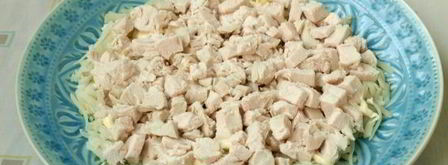 салат березка с куриным филе и огурцами. Шаг 6