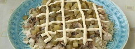 салат березка с куриным филе и огурцами. Шаг 8