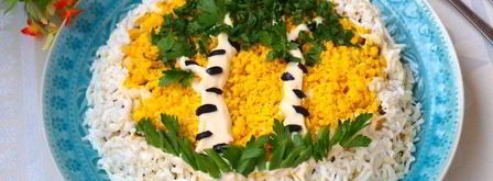 салат березка с куриным филе и огурцами. Шаг 11