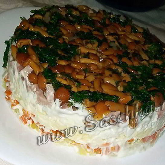 Рецепт салата грибная поляна с опятами