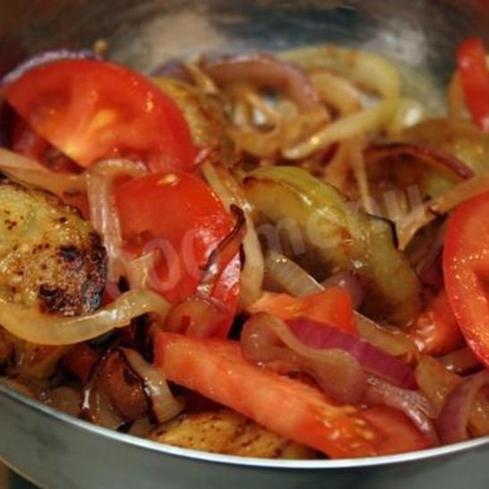 Рецепт салата из баклажаны, помидор, лука, сладкого перец на зиму