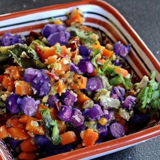 Рецепт салата из фиолетовой спаржи с морковью