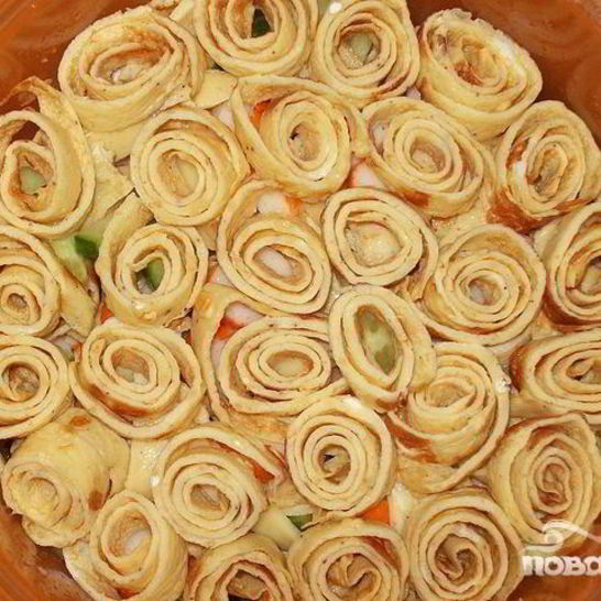 Рецепт салата из говядины с омлетом