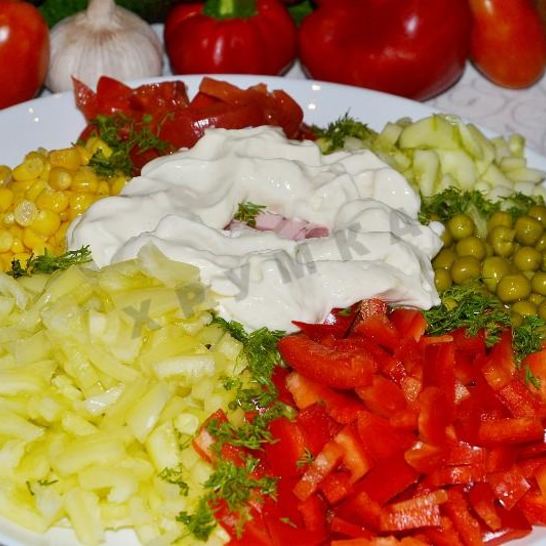 Рецепт салата любимого с колбасой и овощами