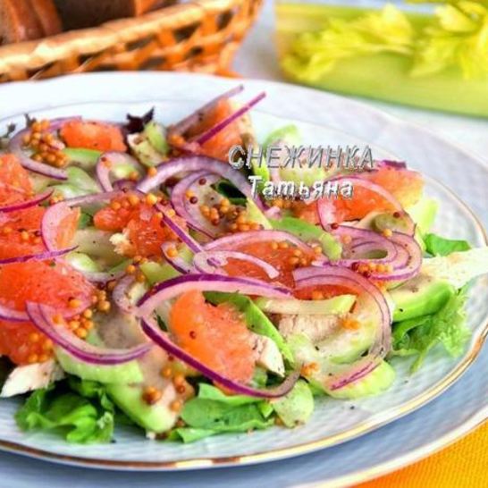 Рецепт салата с авокадо, курицей, сельдереем и грейпфрутом