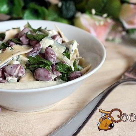 Рецепт салата с фасолью и сыром