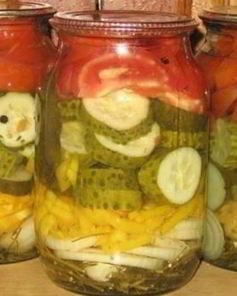 Салат с огурцами и помидорами на зиму