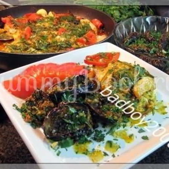 Рецепт теплого салата баклажанного