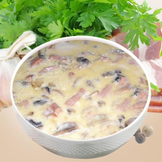 Рецепт сливочного соуса с грибами и ветчиной