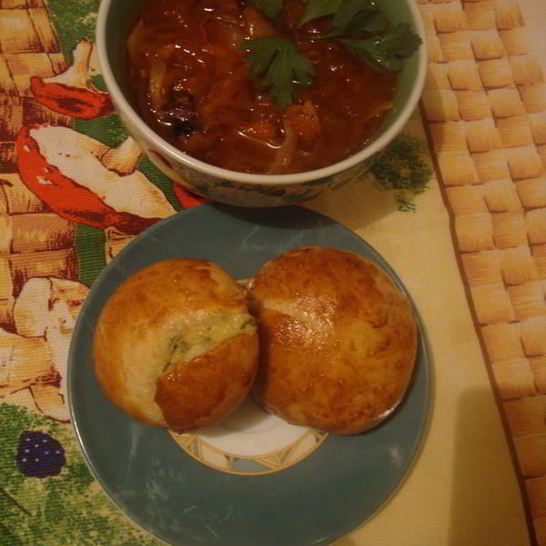 Рецепт борща с чесночными булочками