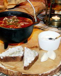 Борщ с мясом лося