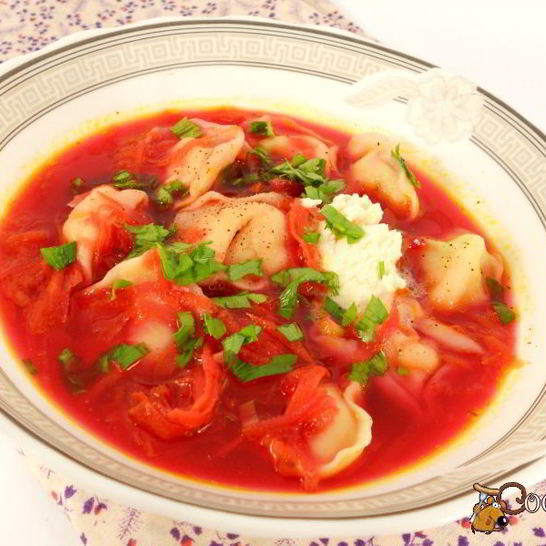 Рецепт борща с пельменями