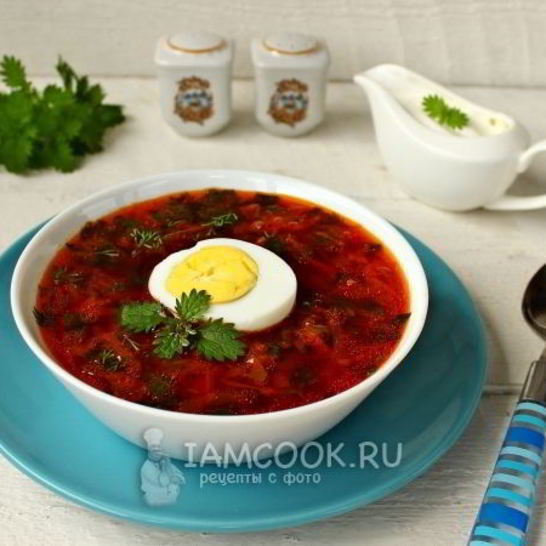 Рецепт борща со свеклой, крапивой и яйцом