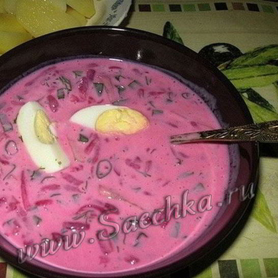 Рецепт холодного борща на огуречном рассоле