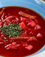 Холодный борщ с говядиной