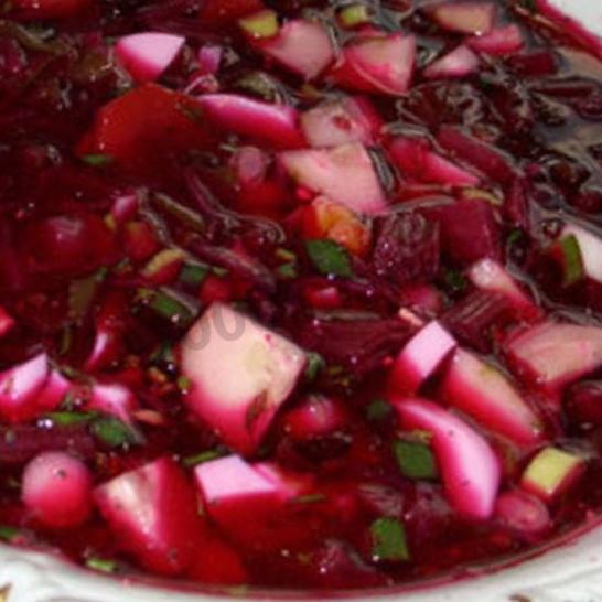 Рецепт холодного борща с колбасой