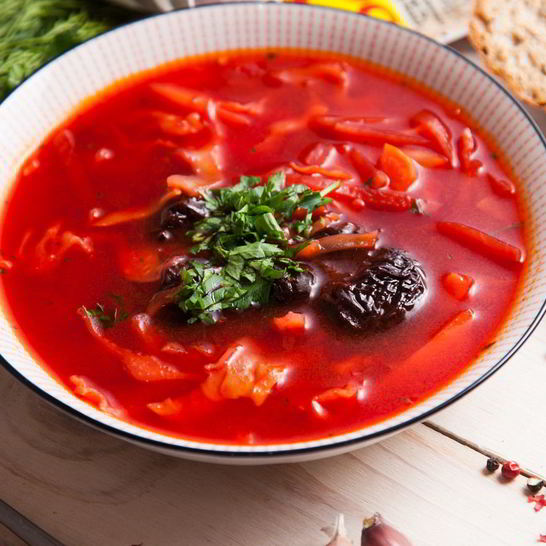 Рецепт постного борща с черносливом