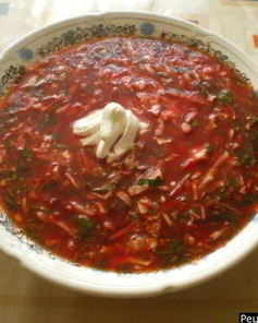 Украинский борщ со свининой и галушками