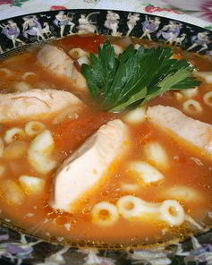 Итальянский томатный суп с сосисками