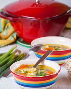 Куриный суп с домашней лапшой Весенний