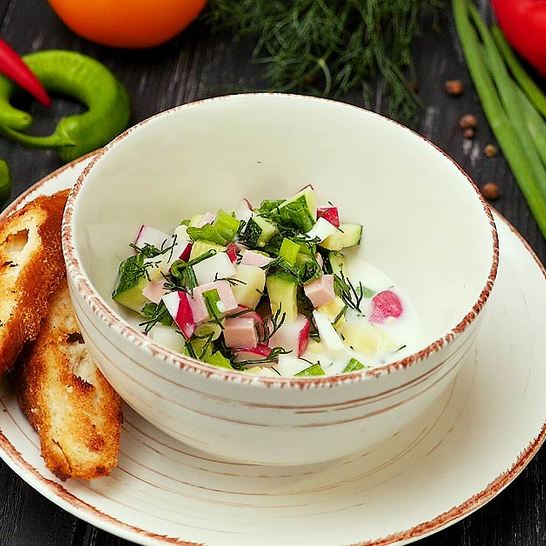 Рецепт окрошки на сметане