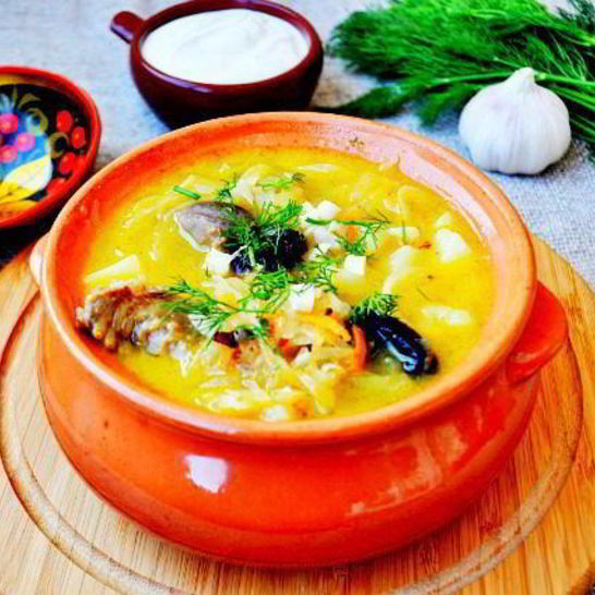 Рецепт кислых щей с утиными потрошками и черносливом