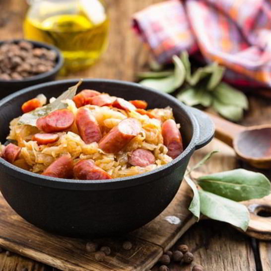 Рецепт классической солянки с капустой и сосисками