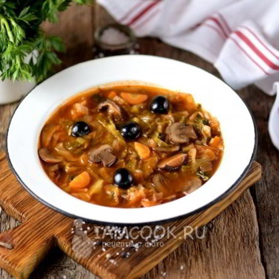 Рецепт постной солянки из свежей капусты