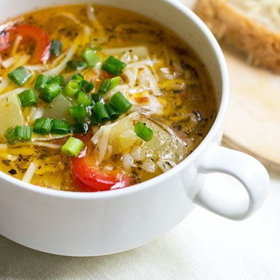 Рецепт супа-лапши с кабачком и шампиньонами