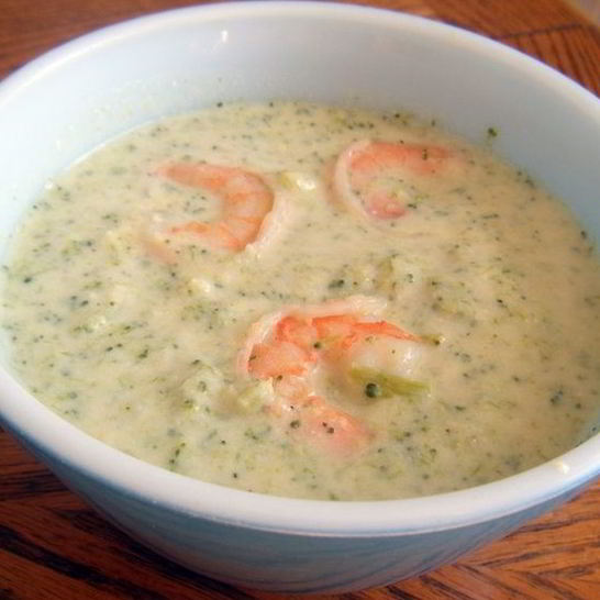 Рецепт супа-пюре из брокколи с креветками