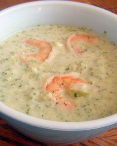 Суп-пюре из брокколи с креветками