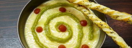 суп-пюре из чечевицы с курицей и маковыми палочками. Шаг 6