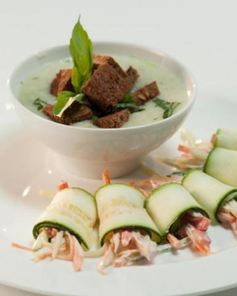 Суп-пюре из риса и овощные роллы