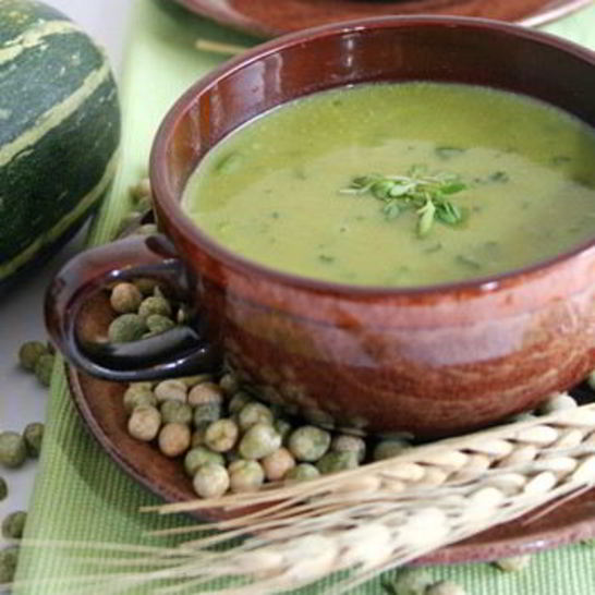 Рецепт супа-пюре с цукини и горошком