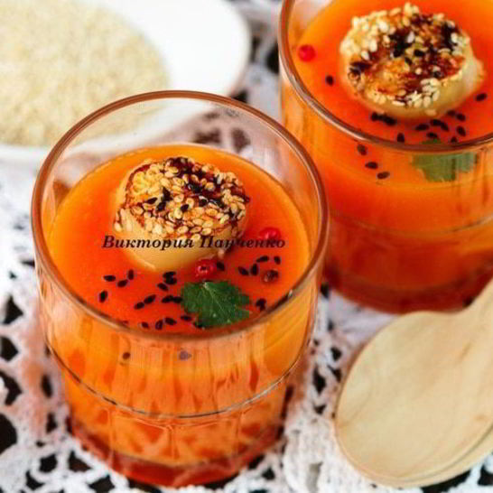 Рецепт тыквенного супа-пюре с морскими гребешками