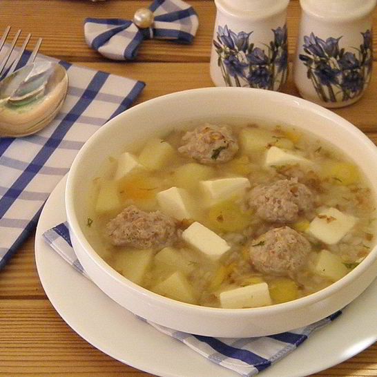 Рецепт сырного супа с фрикадельками