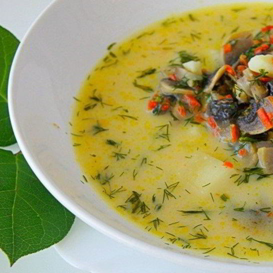 Рецепт сырного супа с грибами