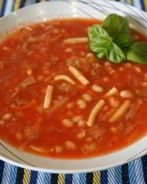 Томатный суп с кальмарами
