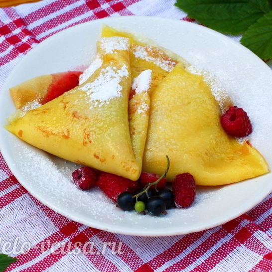 Рецепт блинчиков с малиной