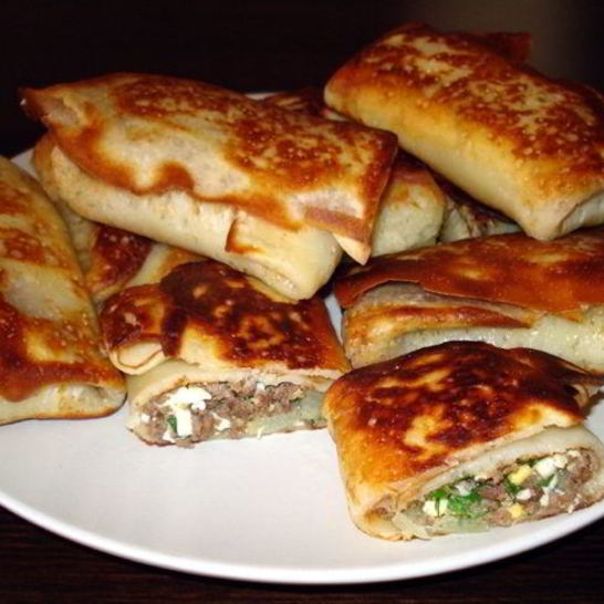 Рецепт блинчиков с мясом и яйцом