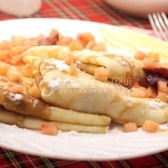 Рецепт блинов с фруктовой начинкой