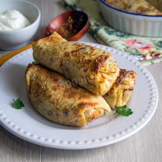 Рецепт блинов с картошкой и грибами на кипятке