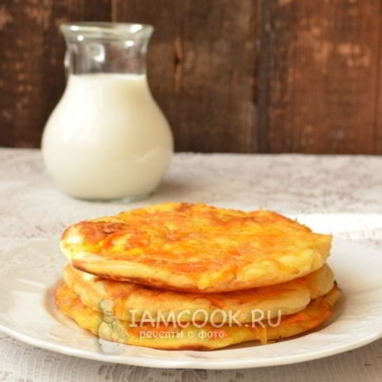 Рецепт блинов с припеком из яблок и моркови