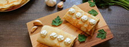 блины с сыром, ветчиной и сметаной. Шаг 5