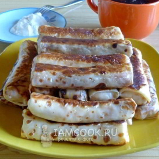 Рецепт блинов с творогом, обжаренные на сливочном масле