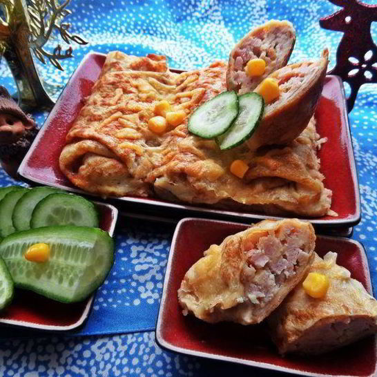 Рецепт блинов с ветчиной, запеченные под сыром